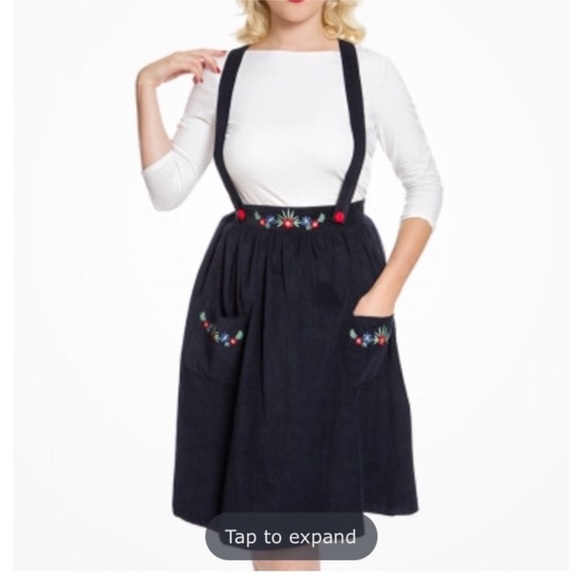 Lindy Bop Dresses & Skirts - Lindy Bop navy corduroy skirt with suspenders
